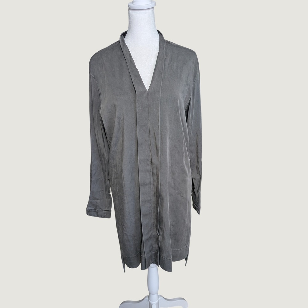 Drykorn For Beautiful People Minimalist V-Neck Tunic Dress Gray